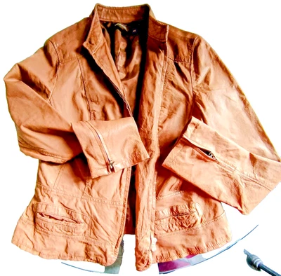 Superschöne weiche rehbraune Lederjacke Sandwich Design, 40 viele Details TOP - Bild 1 von 4