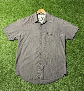 Volcom Men’s Light Stripe Western Cowboy Shirt Short Sleeve Pearl Snap Sz Large - Picture 1 of 17