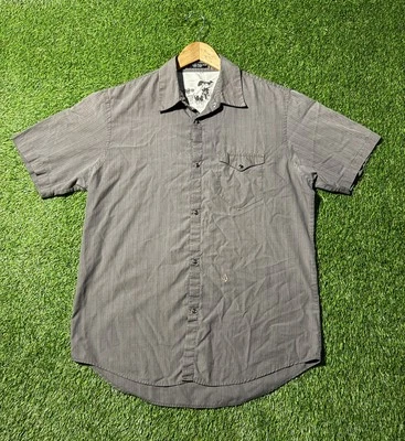 Volcom Men’s Light Stripe Western Cowboy Shirt Short Sleeve Pearl Snap Sz Large - Image 1 of 4