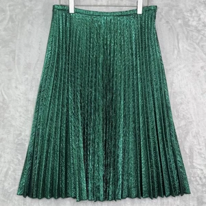 Worth New York Rock Damen 6 Grün Metallic Plissee Midi Made in USA Seitenreißverschluss - Bild 1 von 9