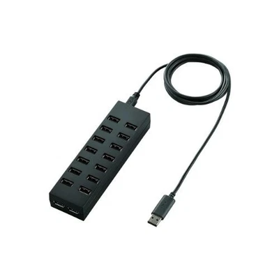 1.5m with Elecom USB hub 2.0 16 port AC adapter black U2H-Z16SBK JAPAN [3af] - Image 1 of 4