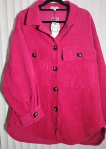 BNWT - Basics By Threadz - Hot Pink Corduroy Shacket Jacket, Small To Medium - Picture 1 of 8