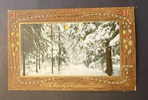 Postkarte Weihnachten Hold To Light, Festliche Waldszene, 1912, Mukowonaco Wiscons - Bild 1 von 3