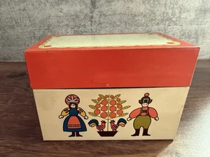 Vintage Ohio Kunst Metall Rezeptbox Pennsylvania Dutch Design - Bild 1 von 3