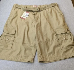 Galaxy By Harvic Mens 46  Khaki Shorts Cargo Utility Baggy Belted Pockets NWT - Picture 1 of 15