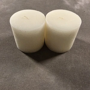 Set of 2 Unscented White Pillar Candles – 3x3 Inch – Long Burning Decorative... - Picture 1 of 7