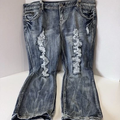 Almost Famous Always Fabulous Distressed Jeans Women Size 20 Mid Rise - Image 1 of 4