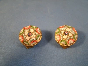 Vintage Mosaic Clip On Earrings - Picture 1 of 1