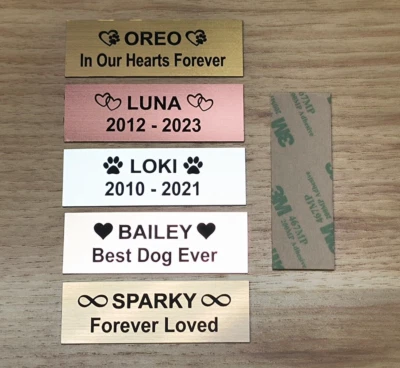 Placa/placa grabada personalizada con nombre conmemorativo de mascotas 1x3 etiqueta perro gato pájaro mascotas Foto 1 de 2
