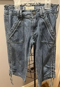 Gap Girls Capri Jeans Size 7 Blue Denim with Hem Ties - Picture 1 of 5