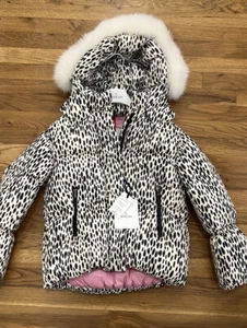moncler leopard print jacket with fur hood girls size 12 - Picture 1 of 2