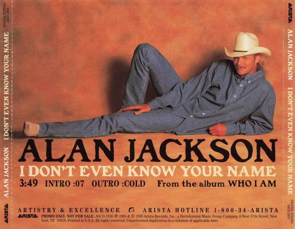 Alan Jackson - I Don't Even Know Your Name  - PROMO CD Single - Image 1 of 1