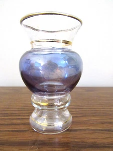 Purple w/Gold Trim Mini Glass Bud Vase - Picture 1 of 5