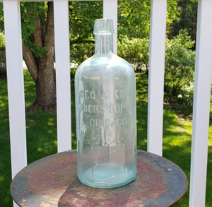 Seltenes antikes geprägtes THEO. A. KOCHS COMPANY CHICAGO 9,5 Zoll blaue Glasflasche - Bild 1 von 16