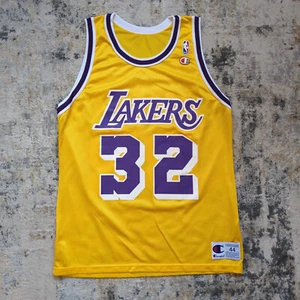 Champion Magic Johnson Los Angeles Lakers #32 Yellow Basketball Jersey Size L 44 - Picture 1 of 6