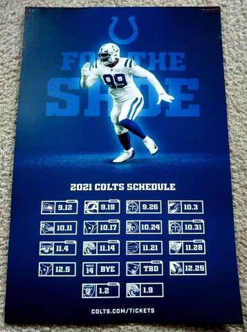 INDIANAPOLIS COLTS 2021 SCHEDULE POSTER - DEFOREST BUCKNER - MINT! Cover