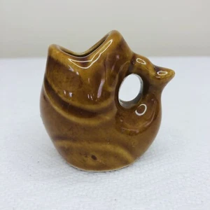 Koi Fish Brown Creamer / Toothpick Miniature Ceramic 2"  Estate UNIQUE 2 Fl oz - Picture 1 of 5