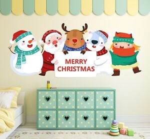 3D Christmas Xmas Cartoon 4 Wallpaper Murals Floor Wall Print Decal Wall Sticker