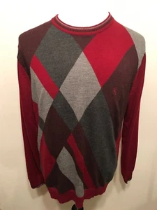 Suéter Roberta Di Camerino Para Hombres Manga Larga Argyle Gris Rojo 100% Lana Talla 52 - Imagen 1 de 6