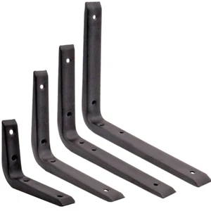 Strong Shelf Brackets Black Reinforced Support Wall Heavy Duty High Load Strong - Picture 1 of 30