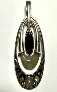 Carolyn Pollack Black /Gray Mother of Pearl Interchangeable Ster/Silver Enhancer - Picture 1 of 4