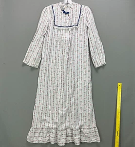 Vintage White Nightgown Floral Dress Long Sleeve Cottage Core Sear Jr Bazaar S - Picture 1 of 13