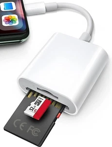 Lightning auf SD Kartenleser Dual Card Slot für iPhone iPad 14 13 12 11 XS XR X 8 - Bild 1 von 4