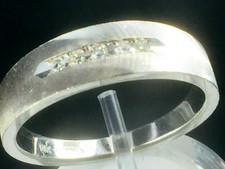 Signed 14K white gold Diamond wedding band..sz 9.75..5.2gm..