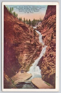 Postcard Colorado Springs CO Seven Falls Cheyenne Canon - Picture 1 of 2
