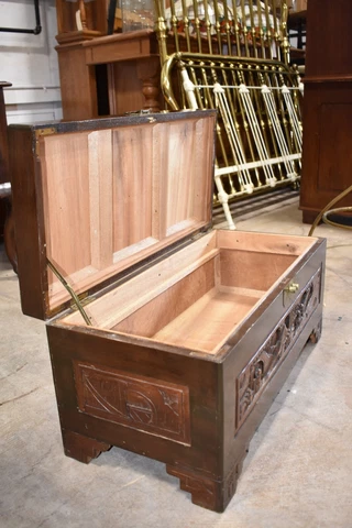 Antique Chinese Camphor Chest Trunk, Asian Inspired Cover