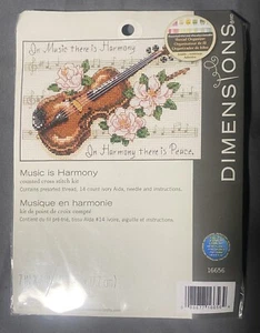 NEW - Dimensions Counted Cross Stitch Kit “MUSIC IS HARMONY” 7” X 5” # 16656 - Picture 1 of 2