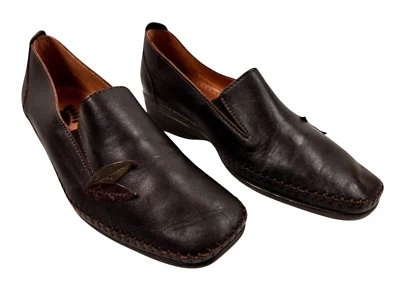 Spring Step Shoes Women's Size 7.5-8 Brown Kismet Leather Leaf Wedge Slip On - Image 1 of 4