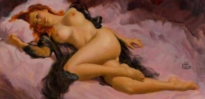 EARL MORAN Pin-up Art Poster or Rolled Canvas Print "NEAR ASLEEP" #EM88 - Picture 1 of 1