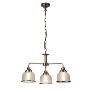 Lampadario Contemporaneo Bistrot Ii Acciaio Ottone Vetro Trasparente 3 Luci E27 - Foto 1 di 2