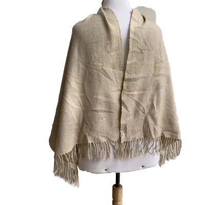 Max Mara Beige Logo Rectángulo Pañuelo Lana 58/18 in #A107 Foto 1 de 3