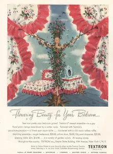 1945 Textron Linens: Flowering Beauty Bedroom Vintage Print Ad - Picture 1 of 1