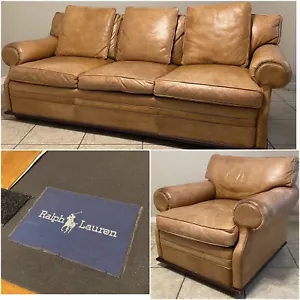 Ralph Lauren Saddle Leather Down Sofa 20k Retail Furniture FREE DELIVERY & SETUP - Picture 1 of 24