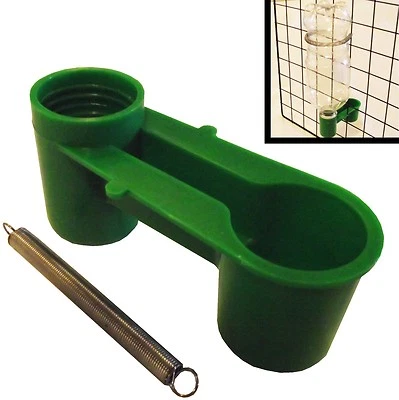 RITE FARM PRODUCTS 1 PC SODA POP WATER BOTTLE BIRD DRINKER CUP & SPRING QUAIL DOVE CHICKEN PIGEON