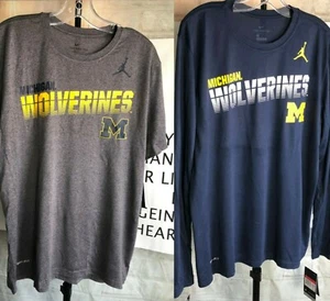 New Lot 2 x Michigan Wolverines NIKE Long Short Sleeve Tee Tshirt Blue Gray Sz M - Bild 1 von 10