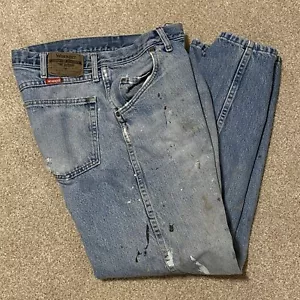 Wrangler Jeans Men 34x30 Blue Denim Distressed Faded - Picture 1 of 5