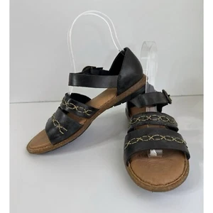 Born Lise Genuine Leather Stitch Cork Black Womens Sandals Size 6 - Picture 1 of 9