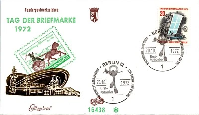 Germany FDC 1972 - Stamp Day - Berlin - F64277 - Image 1 of 2