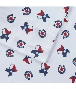 Juego de sábanas reina de 4 piezas con bandera y herradura del estado de Texas estrella solitaria - Imagen 1 de 1