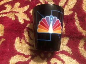 NBC - color peacock logo- 2 Oz. BLACK Shot Glass - nice - Picture 1 of 1