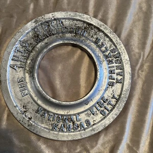 CAST ALUMINUM NATIONAL FIRE KC AUTO SPRINKLER FIRE DEPT BUILDING TRIM PLATE - Picture 1 of 5