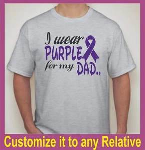 Custom "I Wear Purple for my (Any Relative)" Pancreatic/Leiomyo. Cancer T-Shirts - Picture 1 of 1