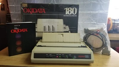 Vintage Okidata Microline 180 Dot Printer With Box, manual and cables. - Image 1 of 4