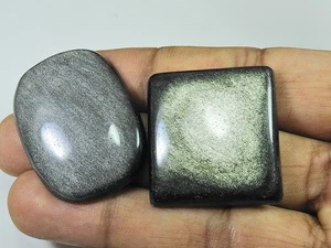 31-37 mm Plata Obsidiana Octágono Piedra Cabujón Piedra Preciosa Suelta 2 Piezas 117Cts. F395 - Imagen 1 de 9
