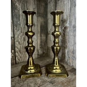 Pair of 9” Vintage Antique Brass Rostand Faceted Candlesticks - Picture 1 of 5