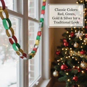 200 Coloridas Brillantes Lámina Impresa Cadena de Papel Decoraciones de Navidad Tema de Navidad - Imagen 1 de 10